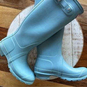 Hunter RARE Tiffany Blue Matte Turquoise Original Tall Wellies Rain Boots